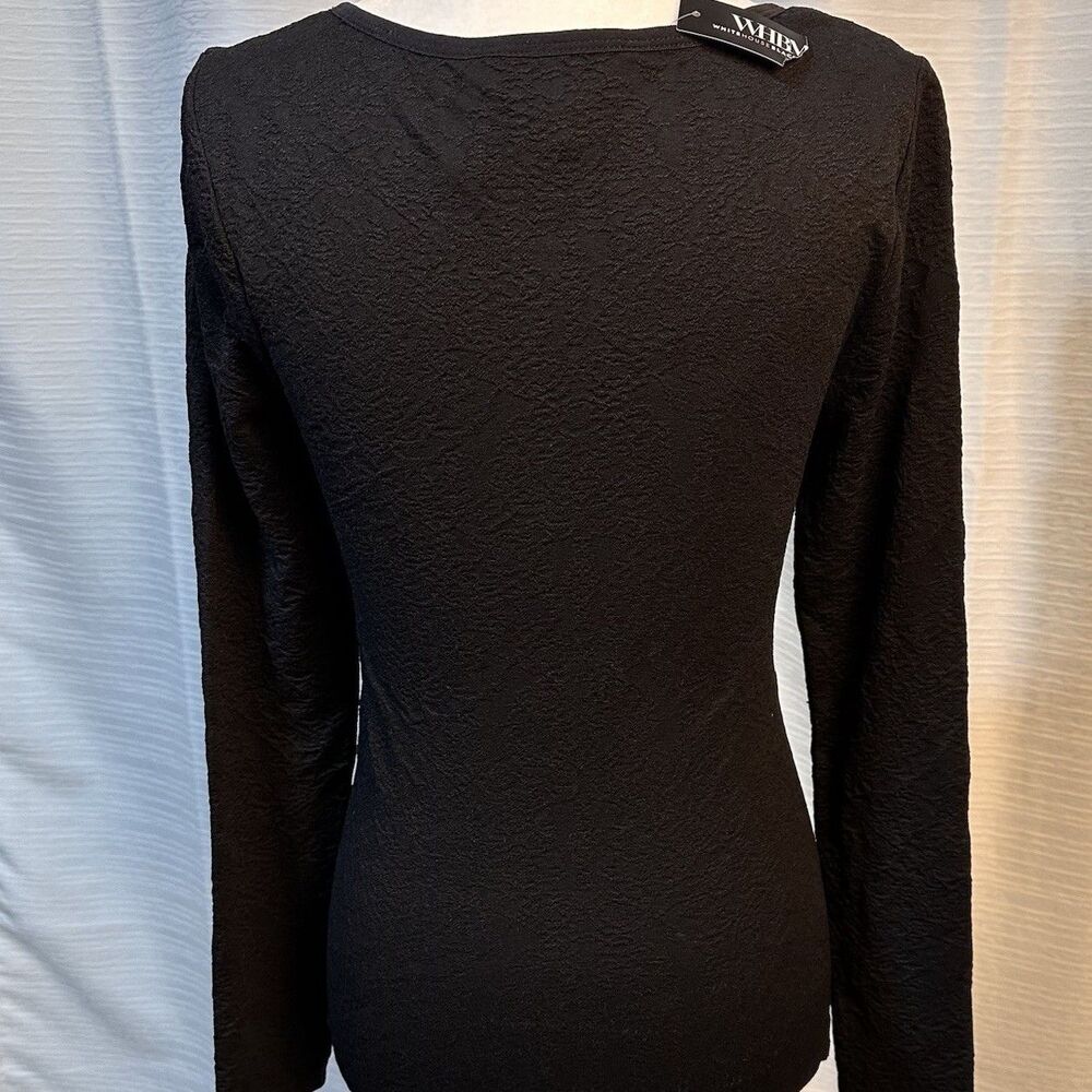 WHBM FORME Black Seamless Jacquard Scoop Neck Tee Size XS NWT - Picture 2 of 7